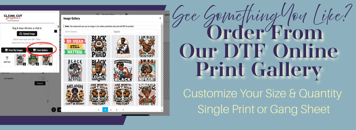 Clean Cut Graphics Direct to Film DTF Heat Transfers, HTV, & Apparel
