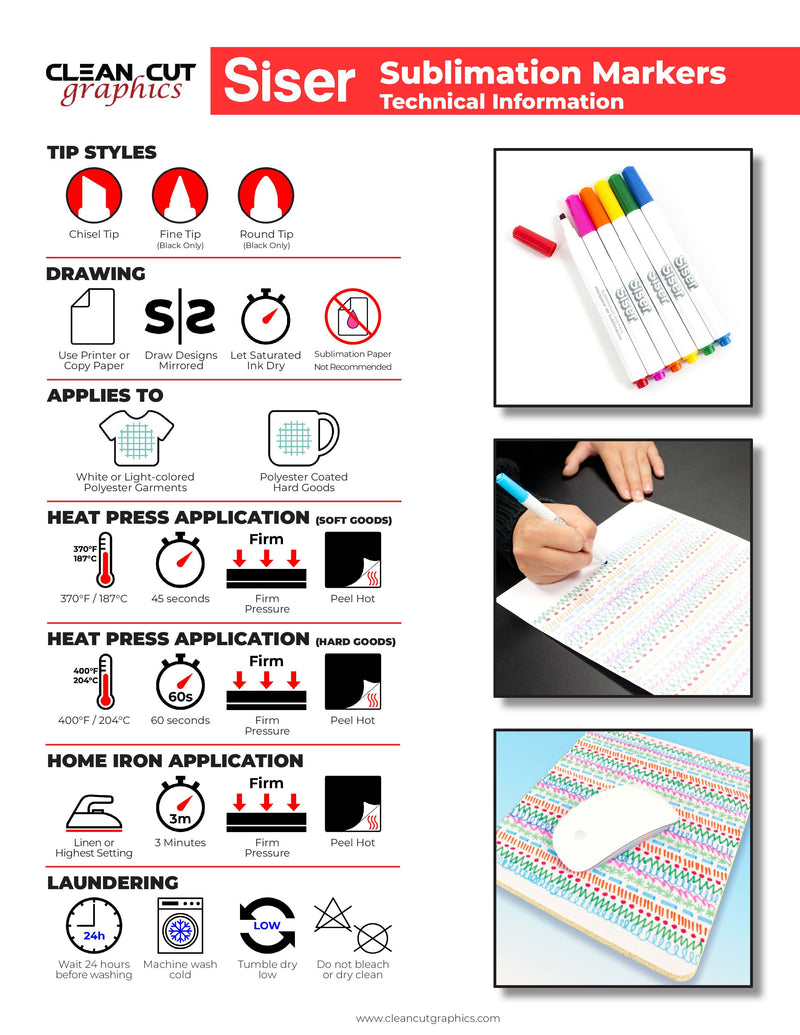 Siser Sublimation Markers - Iron-on Heat Transfer Markers for T-Shirts and  Other Garments (Black Pack)